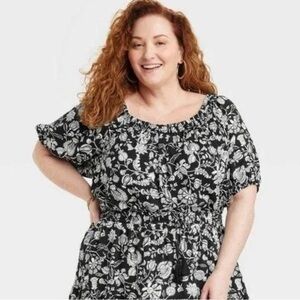 Knox Rose Black and White Floral Blouse